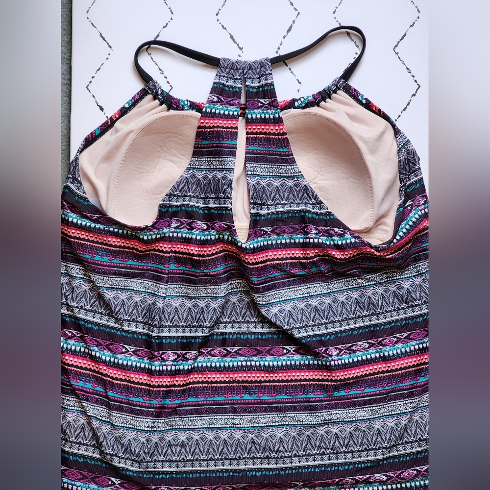 Kona Sol Multicolor Patterned Swim Top - Picture 2 of 2